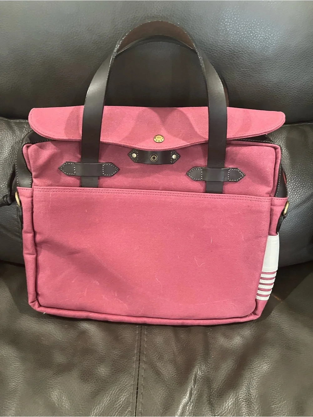 Long Wharf Canvas Tote with Dark Brown Leather Handles
